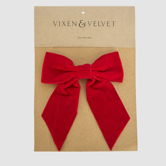 Velvet Clip On Bow Small Red