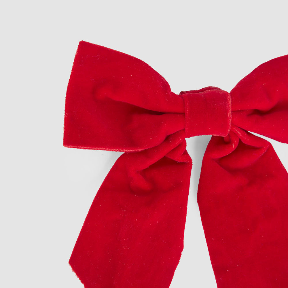 Velvet Clip On Bow Small Red