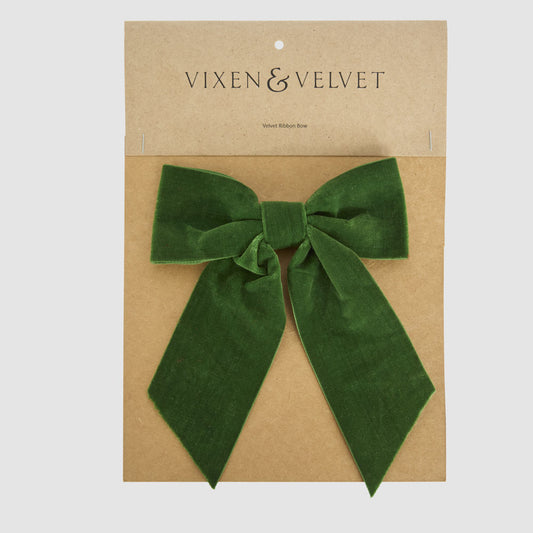 Velvet Clip On Bow Small Green