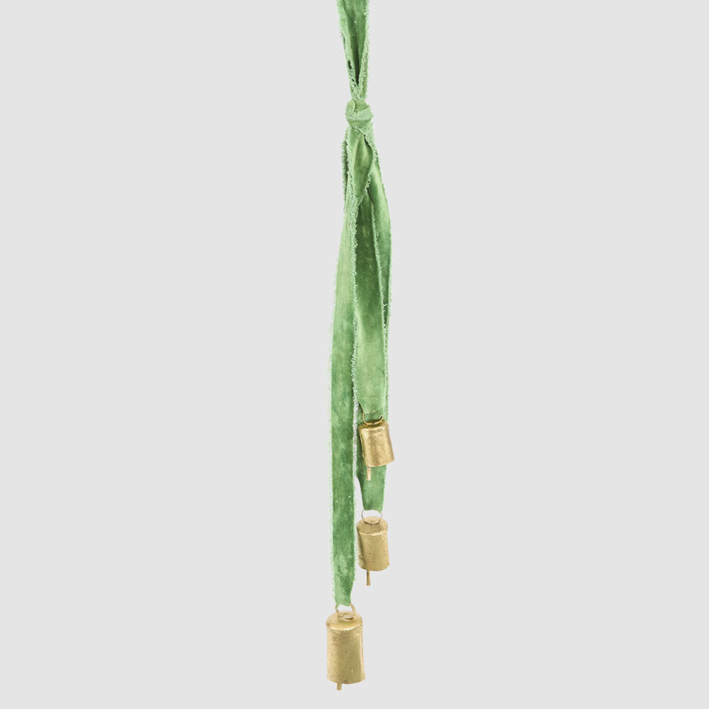 Velvet Ribbon Bell Ornament Green
