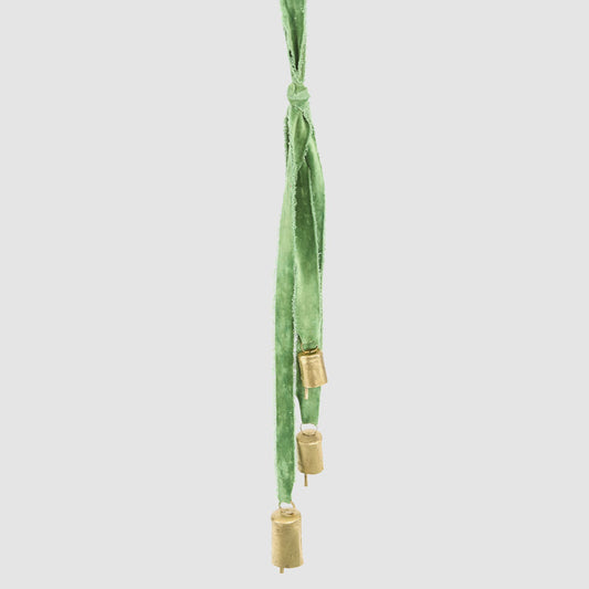 Velvet Ribbon Bell Ornament Green