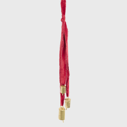 Velvet Ribbon Bell Ornament Red