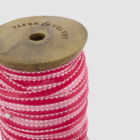 Fuchsia Velvet Ticking Ribbon 15mm x 10m