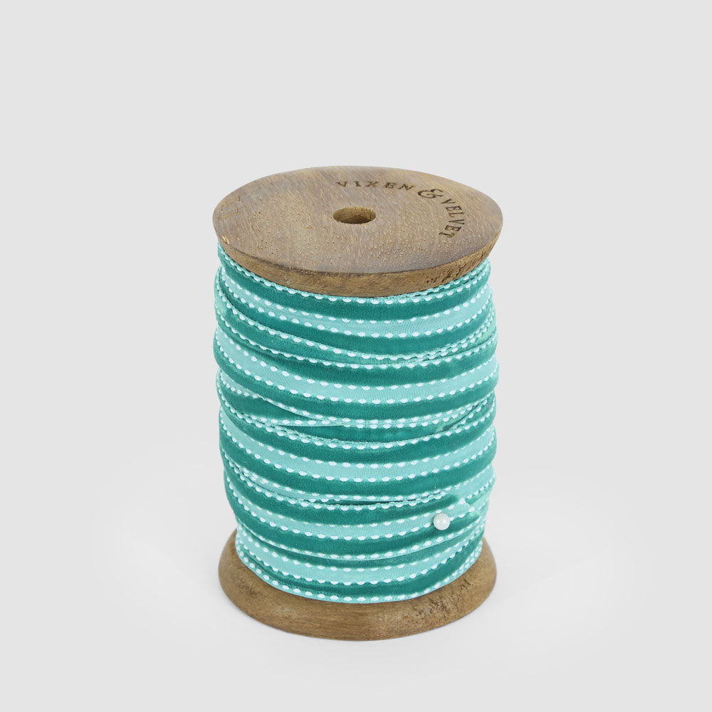 Verdant Velvet Ticking Ribbon 15mm x 10m