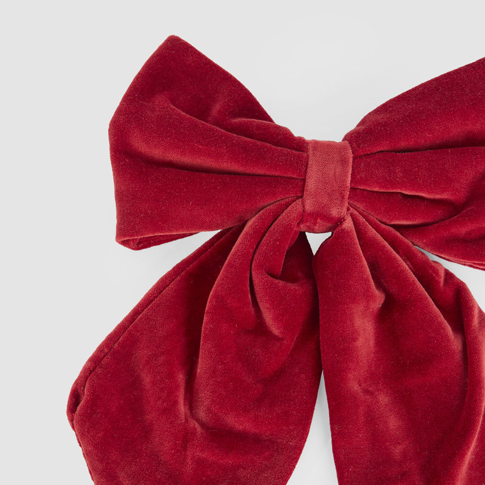 Velvet Clip On Bow Large Red