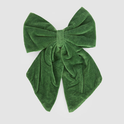 Velvet Clip On Bow Large Green