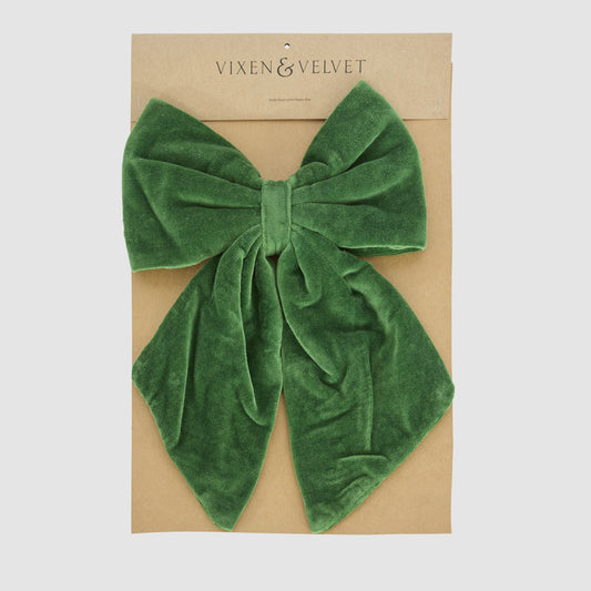 Velvet Clip On Bow Large Green