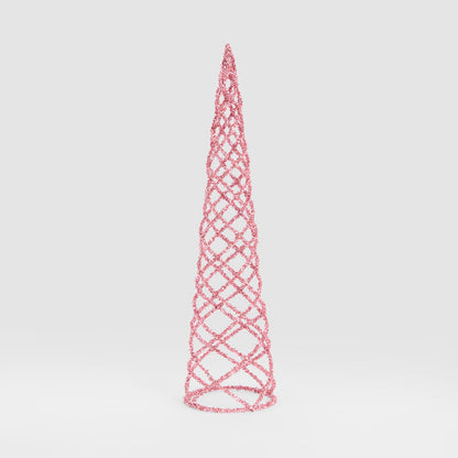 Swirling Tinsel Cone Tree Pink