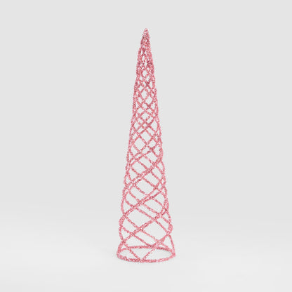 Swirling Tinsel Cone Tree Pink