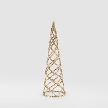 Swirling Tinsel Cone Tree Gold