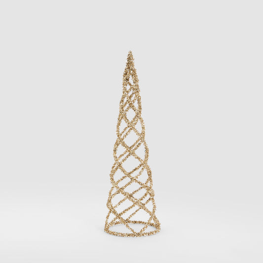 Swirling Tinsel Cone Tree Gold