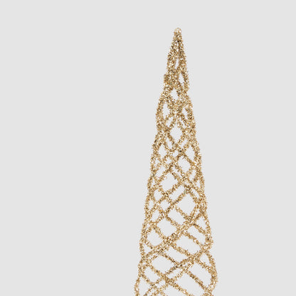 Swirling Tinsel Cone Tree Gold