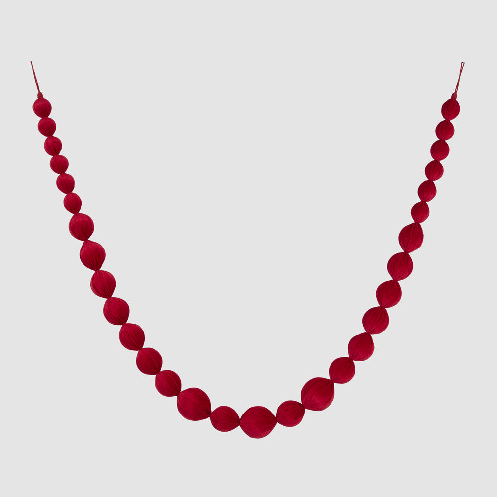 Scarlet Velvet Bauble Garland Red