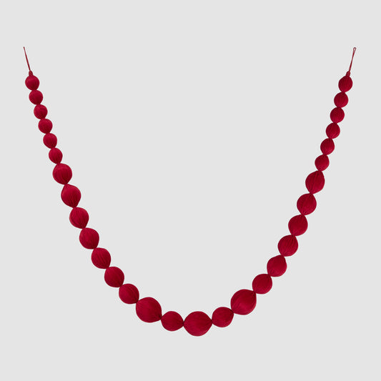 Scarlet Velvet Bauble Garland Red