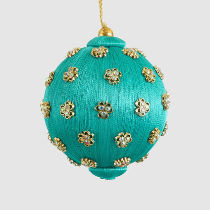 Diamante Cluster Silk Bauble Turquoise