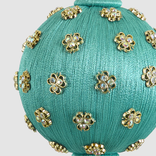 Diamante Cluster Silk Bauble Turquoise