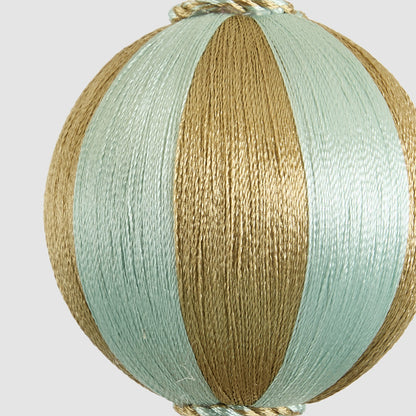 Silk Stripe Bauble Small Light Blue & Champagne