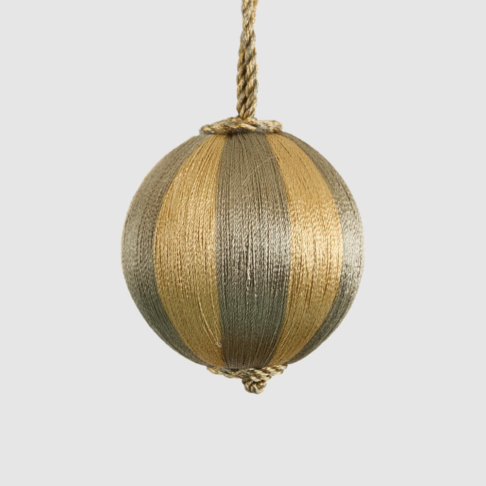 Silk Stripe Bauble Small Champagne & Gold