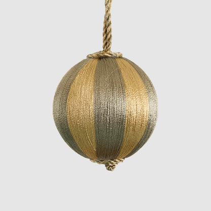 Silk Stripe Bauble Small Champagne & Gold