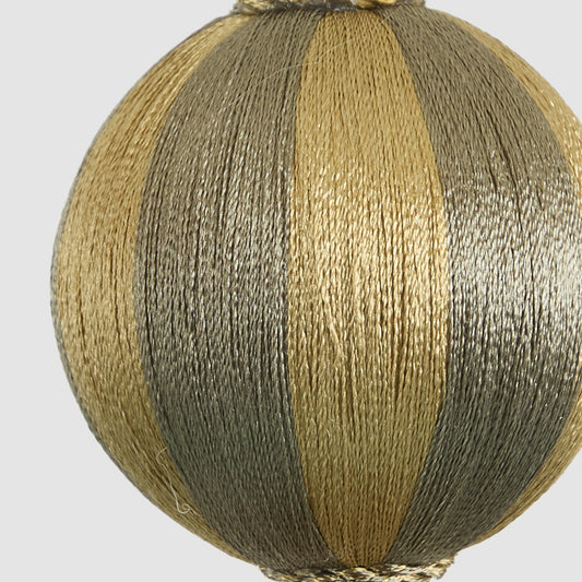 Silk Stripe Bauble Small Champagne & Gold