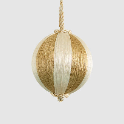 Silk Stripe Bauble Small Champagne & Ivory