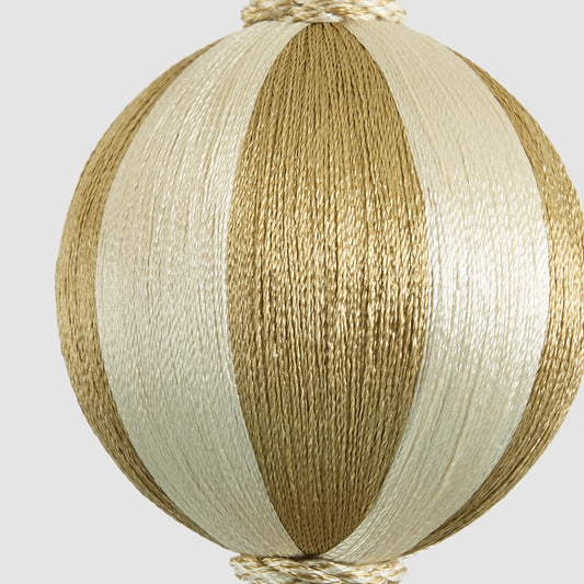 Silk Stripe Bauble Small Champagne & Ivory