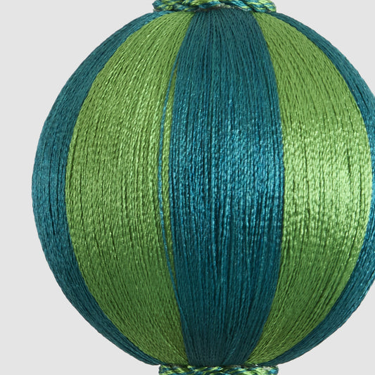 Silk Stripe Bauble Small Emerald & Green