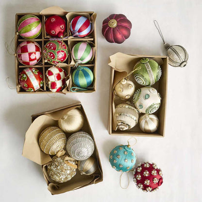 Silk Stripe Bauble Small Emerald & Green
