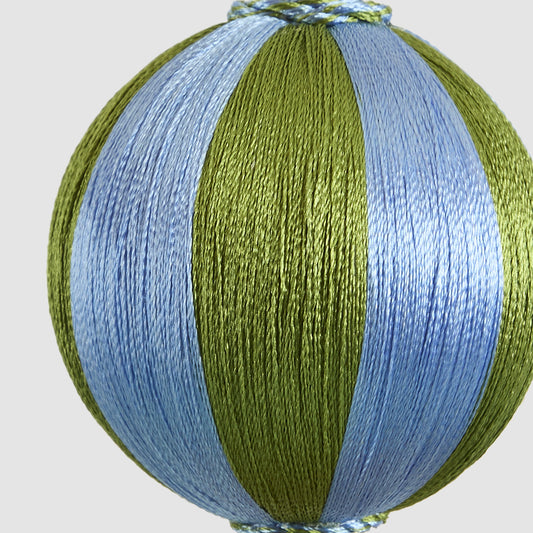 Silk Stripe Bauble Small Green & Light Blue