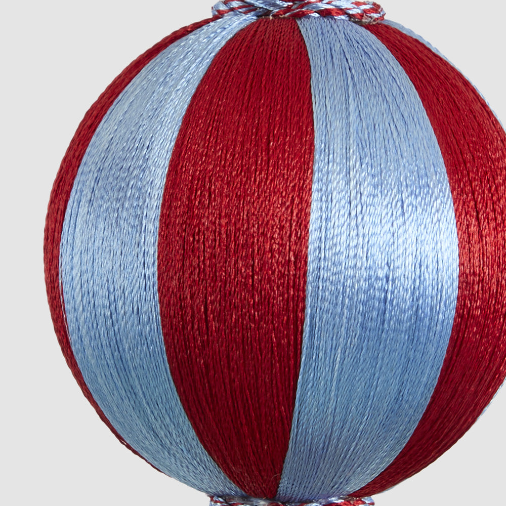 Silk Stripe Bauble Small Red & Light Blue