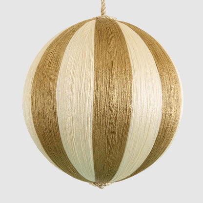Silk Stripe Bauble Large Champagne & Ivory