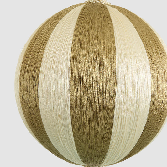 Silk Stripe Bauble Large Champagne & Ivory