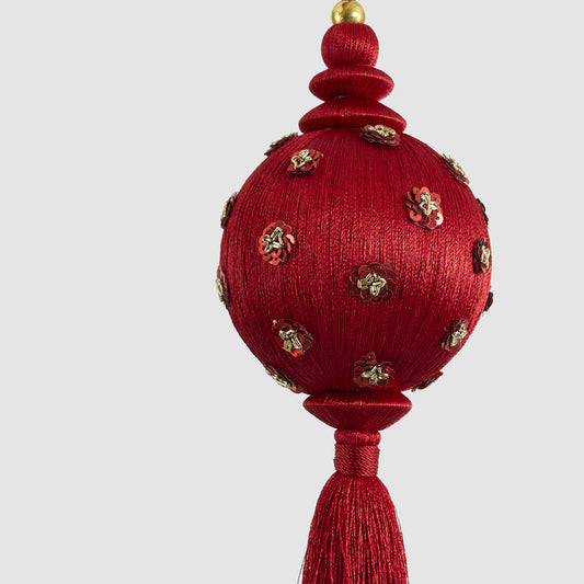 Silk Tassel Sequin Bauble Decoration Red