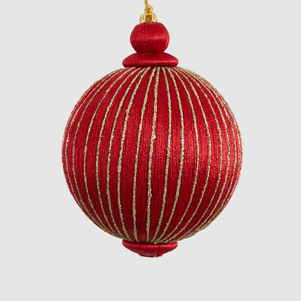 Silk Bauble with Golden Thread Red