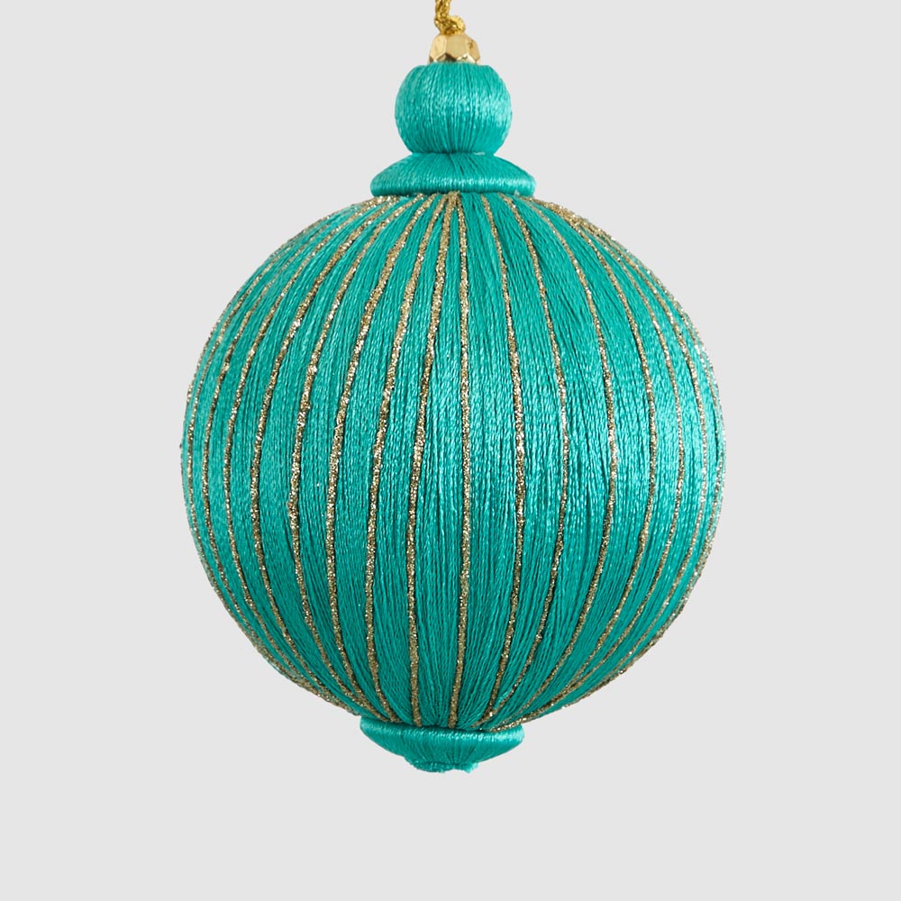 Silk Bauble with Golden Thread Turquoise