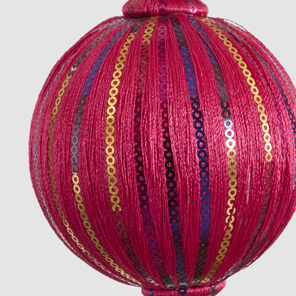 Magenta Sequin Stripe Bauble Fuchsia