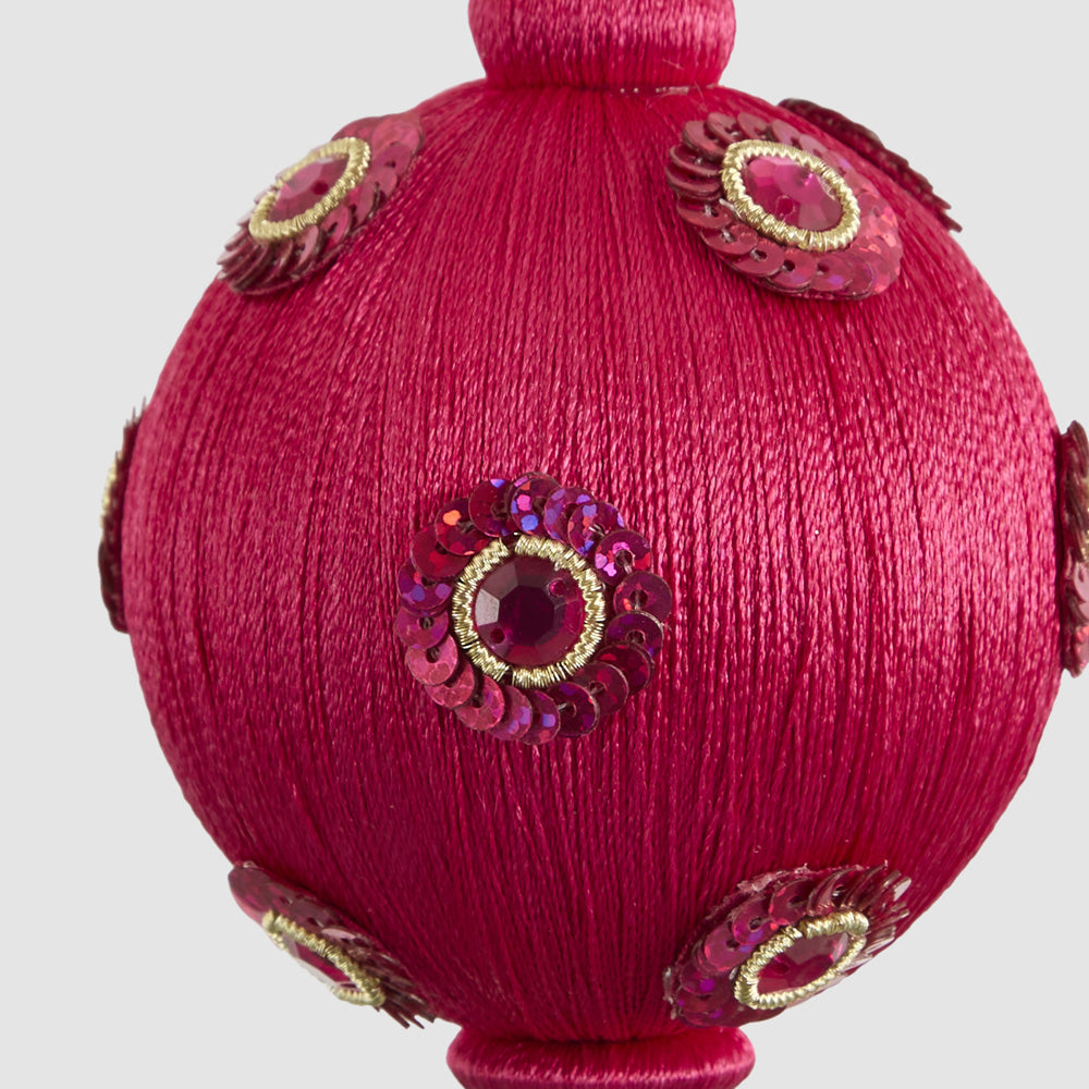Magenta Silk Sequin Bauble Fuchsia