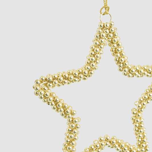 Star Beaded Decoration Small Gold
