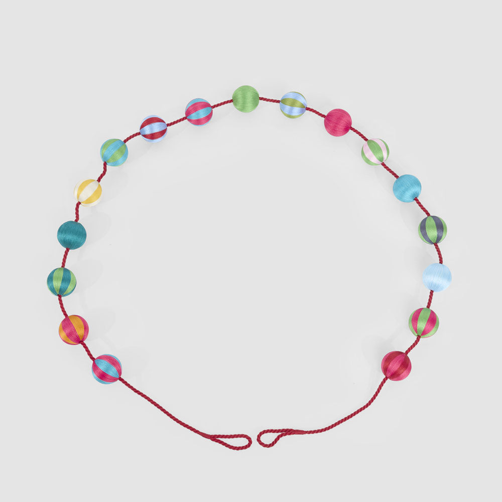 Rainbow Silk Bauble Garland Multicolour