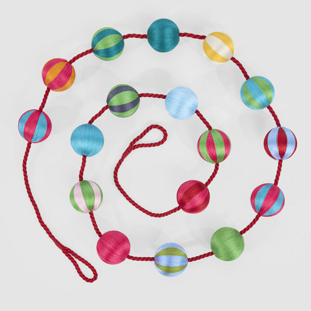 Rainbow Silk Bauble Garland Multicolour