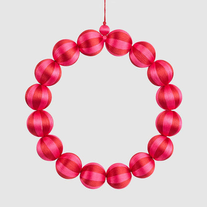 Bauble Wreath Large Fuchsia & Red