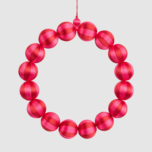 Bauble Wreath Large Fuchsia & Red