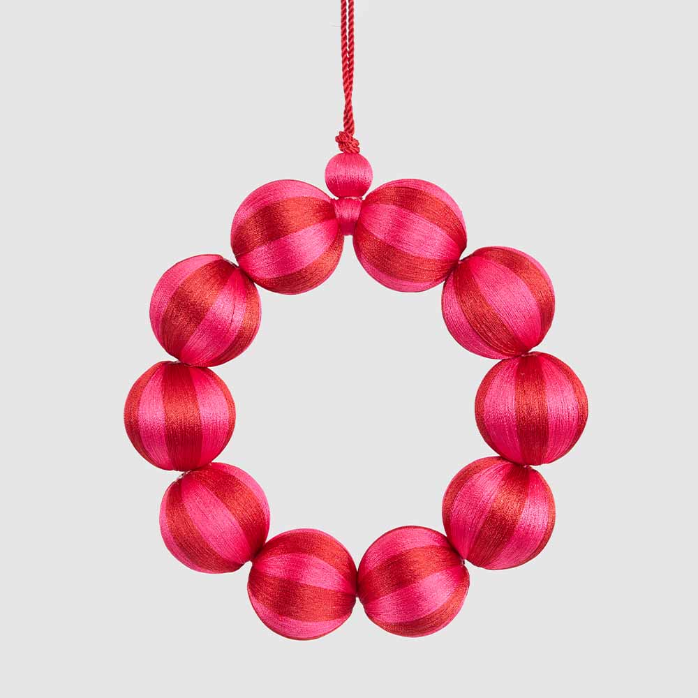 Bauble Wreath Small Fuchsia & Red