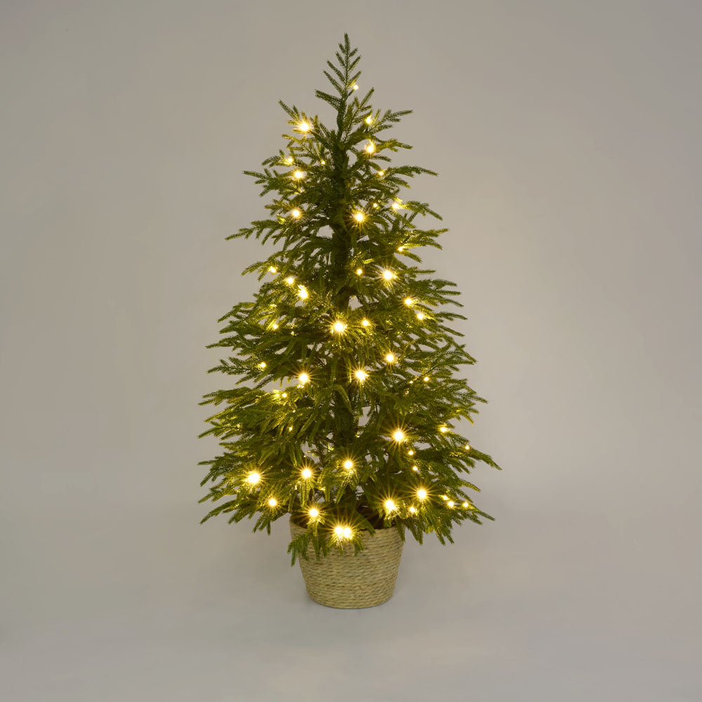 Soft-Touch Potted Light Up Tree with Basket 120cm
