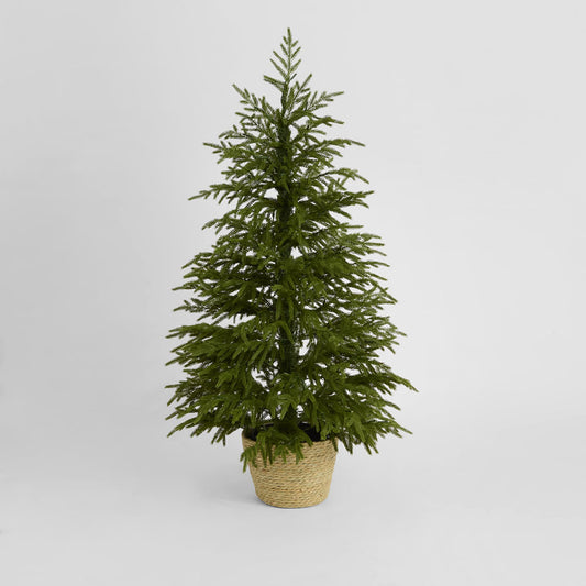 Soft-Touch Potted Light Up Tree with Basket 120cm