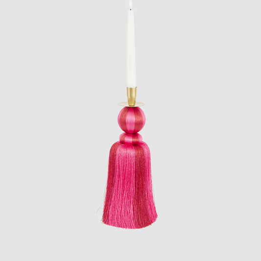 Silk Tassel Candle Stand Fuchsia & Red Large