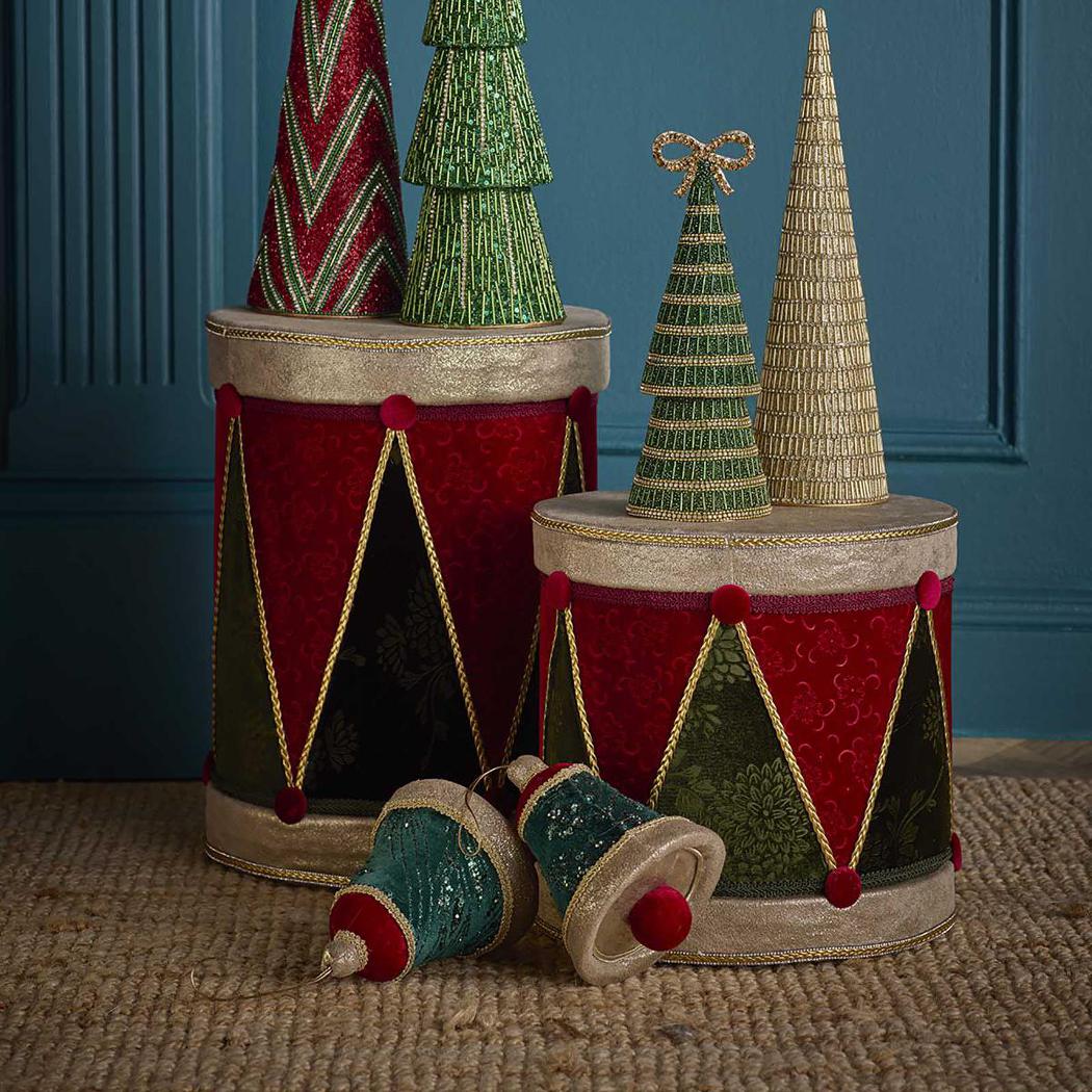 Beaded Green Velvet Bell Decoration