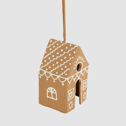 Mache Patterned Hanging Gingerbread Cottage