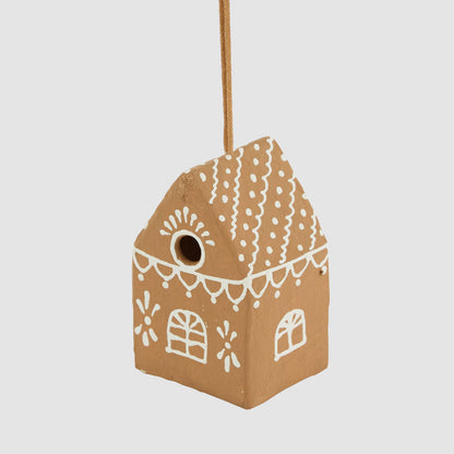 Mache Patterned Hanging Gingerbread Cottage