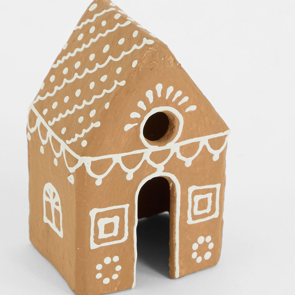 Mache Patterned Hanging Gingerbread Cottage